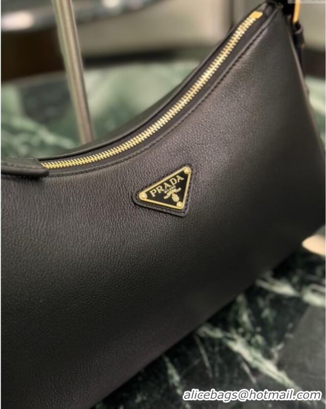 Reasonable Price Prada Aimee medium leather shoulder bag 1BC229 Black 2025