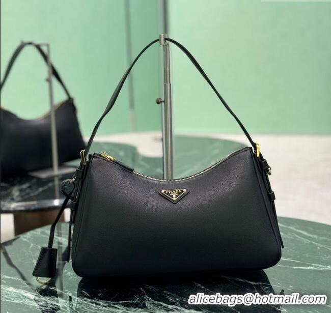 Reasonable Price Prada Aimee medium leather shoulder bag 1BC229 Black 2025
