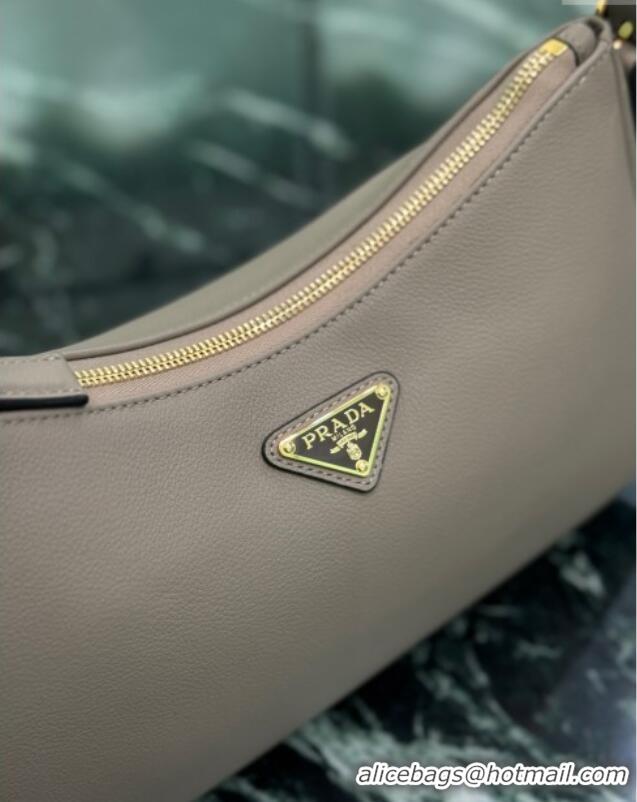 Well Crafted Prada Aimee medium leather shoulder bag 1BC229 Grey 2025