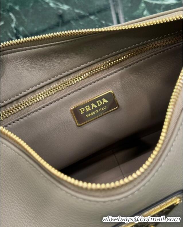 Well Crafted Prada Aimee medium leather shoulder bag 1BC229 Grey 2025