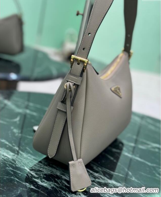 Well Crafted Prada Aimee medium leather shoulder bag 1BC229 Grey 2025