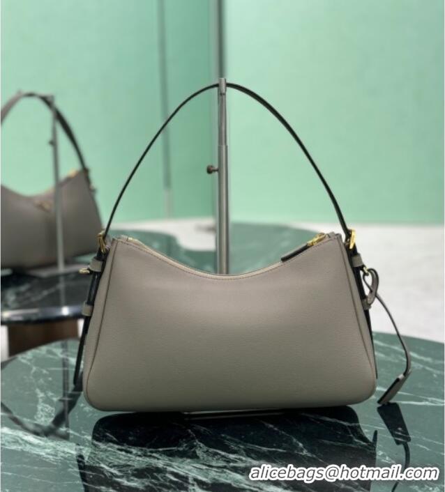 Well Crafted Prada Aimee medium leather shoulder bag 1BC229 Grey 2025