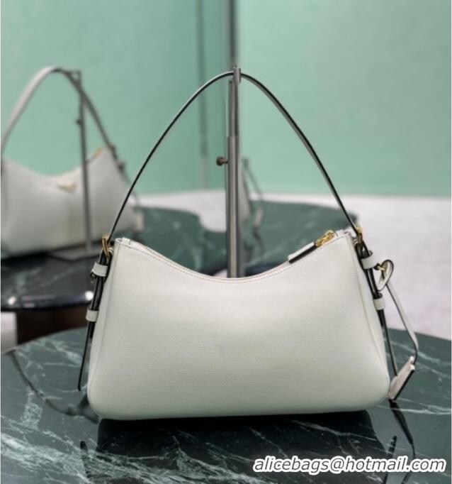 Best Price Prada Aimee medium leather shoulder bag 1BC229 White 2025