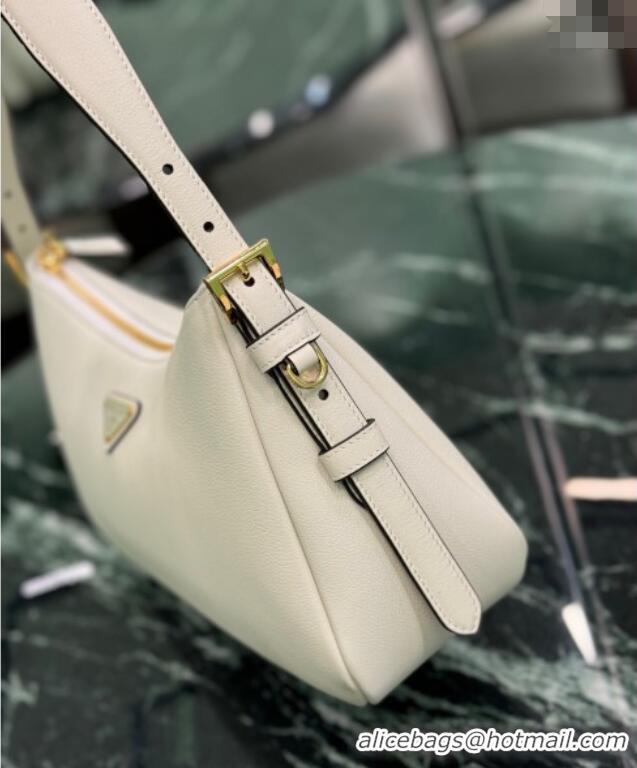 Best Price Prada Aimee medium leather shoulder bag 1BC229 White 2025