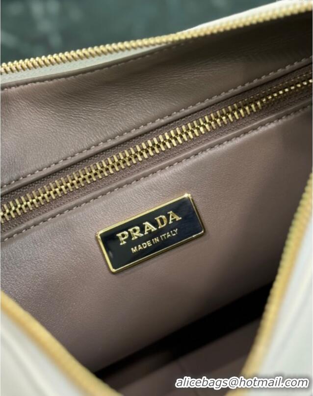 Best Price Prada Aimee medium leather shoulder bag 1BC229 White 2025