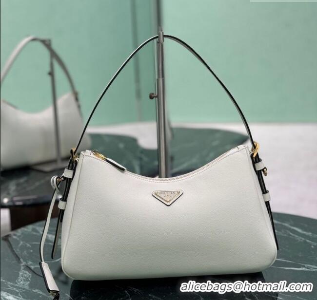 Best Price Prada Aimee medium leather shoulder bag 1BC229 White 2025