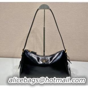 Promotional Prada Aimee medium naplak leather shoulder bag 1BC229 Black 2024