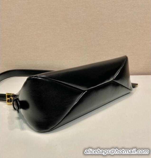 Promotional Prada Aimee medium naplak leather shoulder bag 1BC229 Black 2024