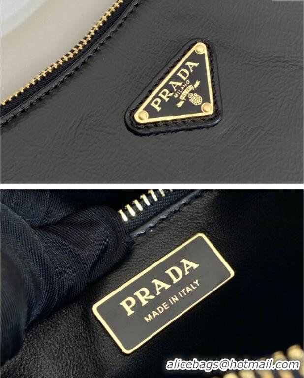 Promotional Prada Aimee medium naplak leather shoulder bag 1BC229 Black 2024