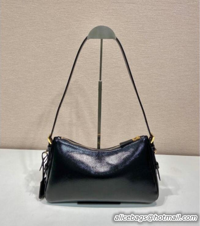 Promotional Prada Aimee medium naplak leather shoulder bag 1BC229 Black 2024
