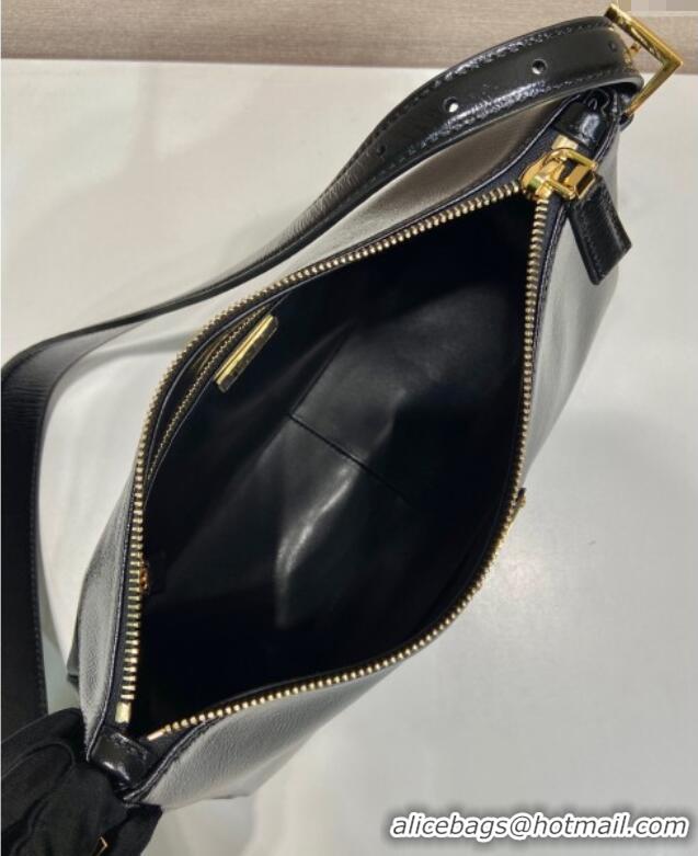 Promotional Prada Aimee medium naplak leather shoulder bag 1BC229 Black 2024
