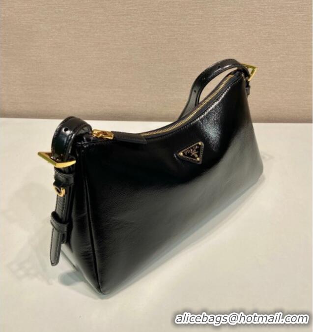 Promotional Prada Aimee medium naplak leather shoulder bag 1BC229 Black 2024