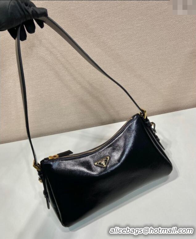 Promotional Prada Aimee medium naplak leather shoulder bag 1BC229 Black 2024