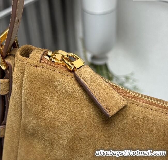 Big Discount Prada Aimee medium suede shoulder bag 1BC229 Yellow 2025 