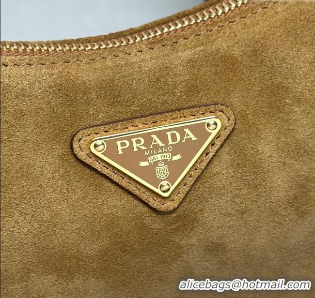Big Discount Prada Aimee medium suede shoulder bag 1BC229 Yellow 2025 