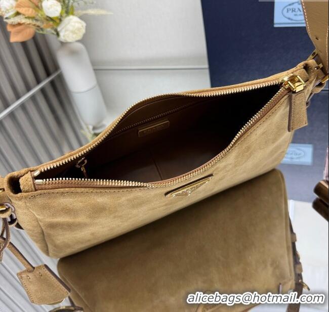 Big Discount Prada Aimee medium suede shoulder bag 1BC229 Yellow 2025 