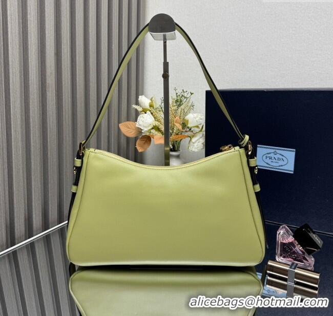 Promotional Prada Aimee medium leather shoulder bag 1BC229 Pistachio Green 2025