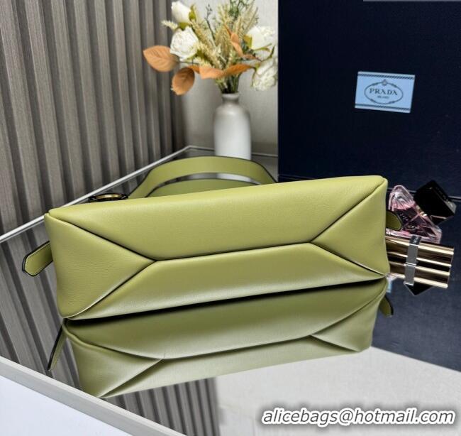 Promotional Prada Aimee medium leather shoulder bag 1BC229 Pistachio Green 2025