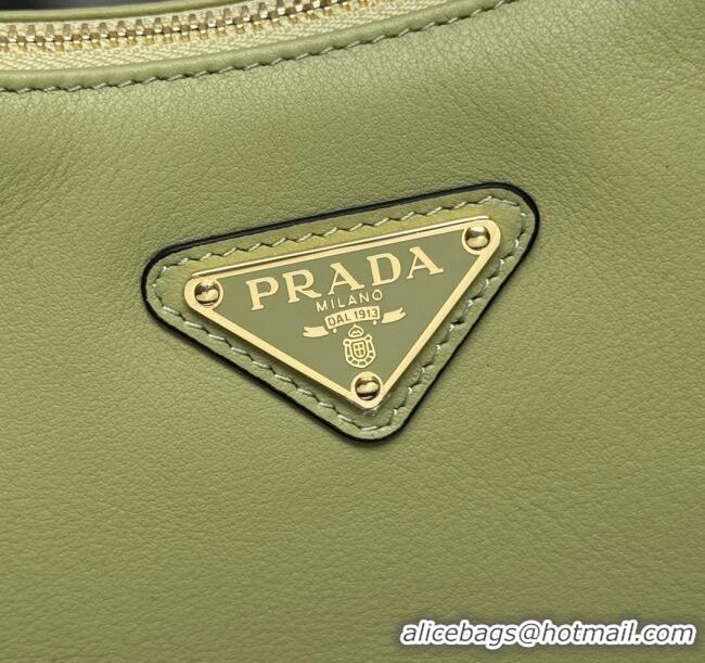 Promotional Prada Aimee medium leather shoulder bag 1BC229 Pistachio Green 2025