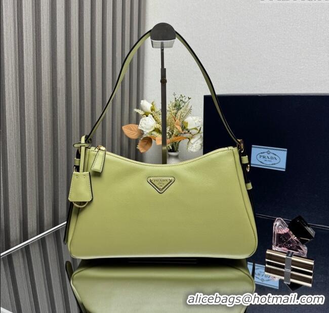 Promotional Prada Aimee medium leather shoulder bag 1BC229 Pistachio Green 2025