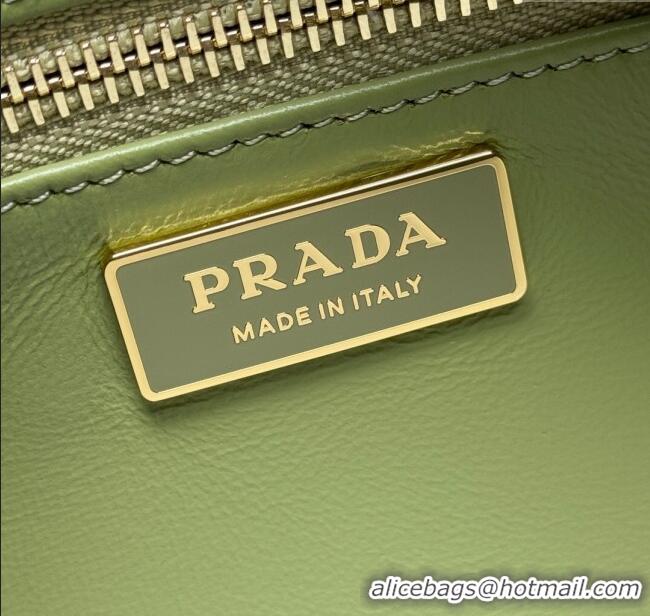 Promotional Prada Aimee medium leather shoulder bag 1BC229 Pistachio Green 2025
