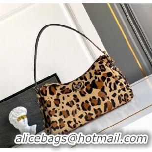 Luxury Discount Prada Aimee medium leopard printed shoulder bag 1BC229 Honey 2025