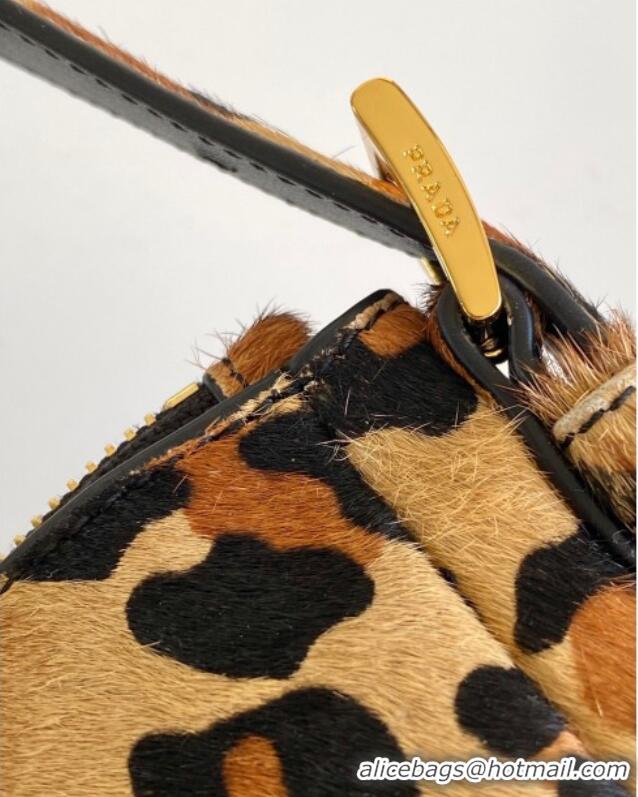 Luxury Discount Prada Aimee medium leopard printed shoulder bag 1BC229 Honey 2025