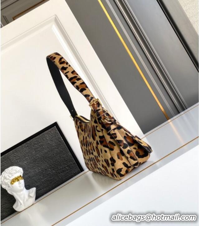 Luxury Discount Prada Aimee medium leopard printed shoulder bag 1BC229 Honey 2025
