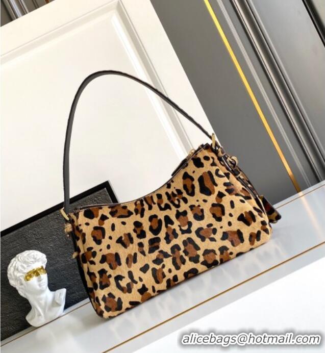 Luxury Discount Prada Aimee medium leopard printed shoulder bag 1BC229 Honey 2025