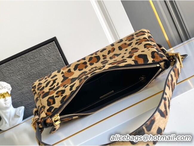 Luxury Discount Prada Aimee medium leopard printed shoulder bag 1BC229 Honey 2025