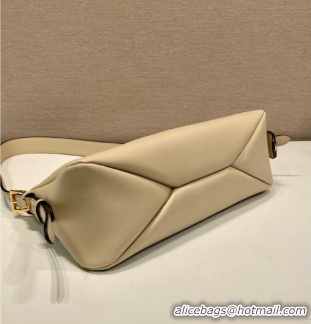 Best Quality Prada Aimee medium leather shoulder bag 1BC229 Beige 2025