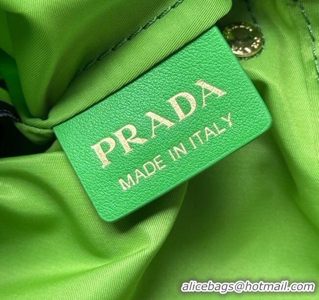 Grade Quality Prada Noue medium cotton macramé bucket bag 1BC111 Cord/Green 2025