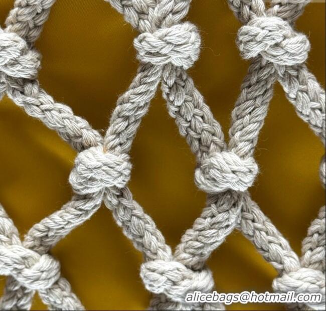 Grade Quality Prada Noue medium cotton macramé bucket bag 1BC111 Cord/Yellow 2025