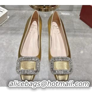 Pretty Style Roger Vivier Belle Vivier Ballerinas with Crystal Buckle Gold 5073105