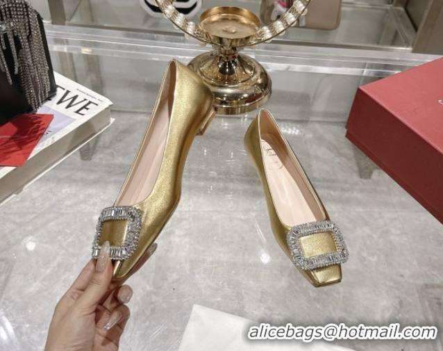 Pretty Style Roger Vivier Belle Vivier Ballerinas with Crystal Buckle Gold 5073105