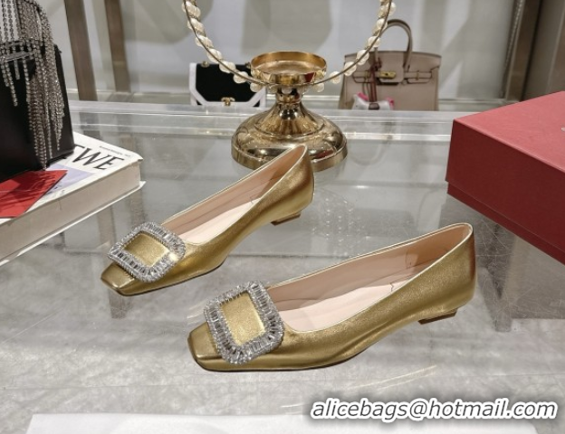 Pretty Style Roger Vivier Belle Vivier Ballerinas with Crystal Buckle Gold 5073105