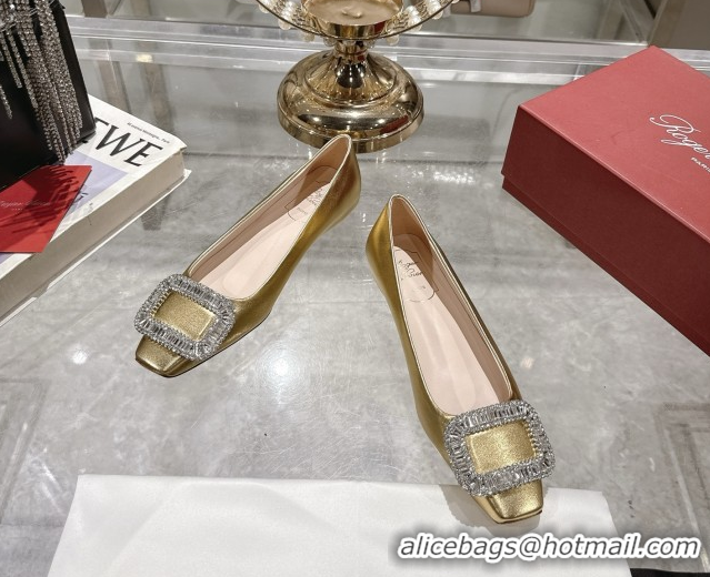 Pretty Style Roger Vivier Belle Vivier Ballerinas with Crystal Buckle Gold 5073105