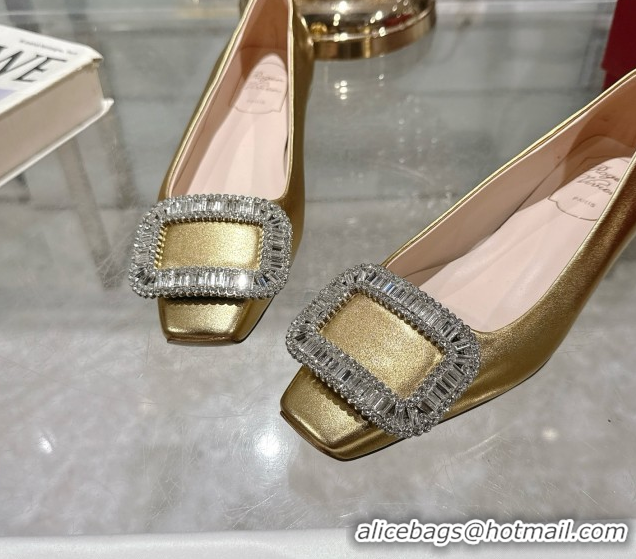Pretty Style Roger Vivier Belle Vivier Ballerinas with Crystal Buckle Gold 5073105