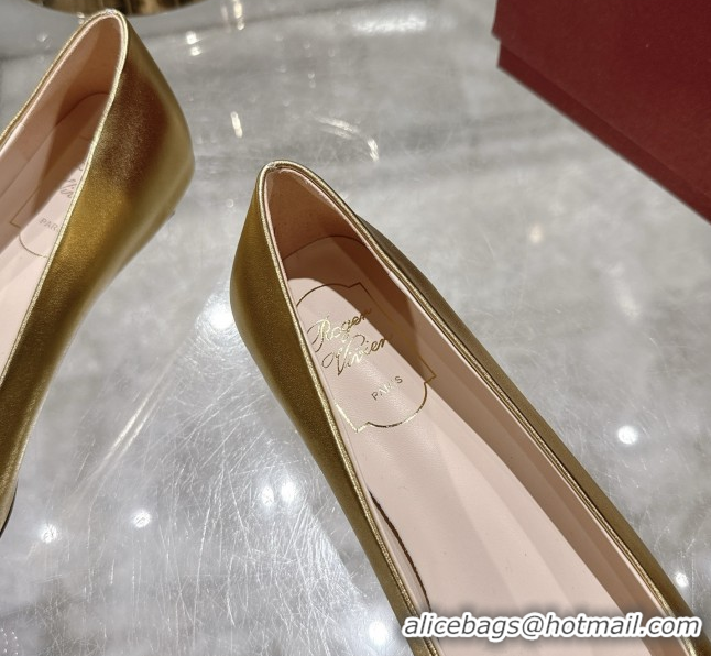 Pretty Style Roger Vivier Belle Vivier Ballerinas with Crystal Buckle Gold 5073105