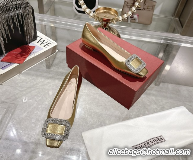 Pretty Style Roger Vivier Belle Vivier Ballerinas with Crystal Buckle Gold 5073105