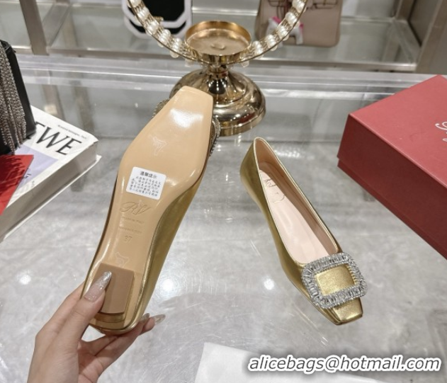 Pretty Style Roger Vivier Belle Vivier Ballerinas with Crystal Buckle Gold 5073105