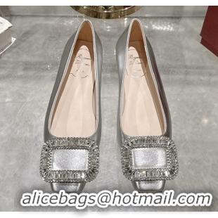 Top Grade Roger Vivier Belle Vivier Ballerinas with Crystal Buckle Silver 5073106