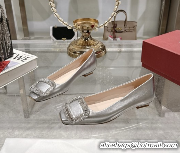 Top Grade Roger Vivier Belle Vivier Ballerinas with Crystal Buckle Silver 5073106