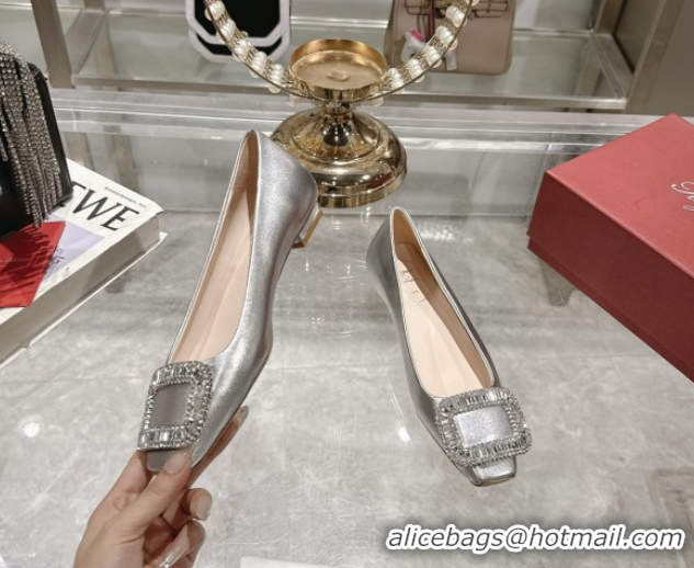 Top Grade Roger Vivier Belle Vivier Ballerinas with Crystal Buckle Silver 5073106
