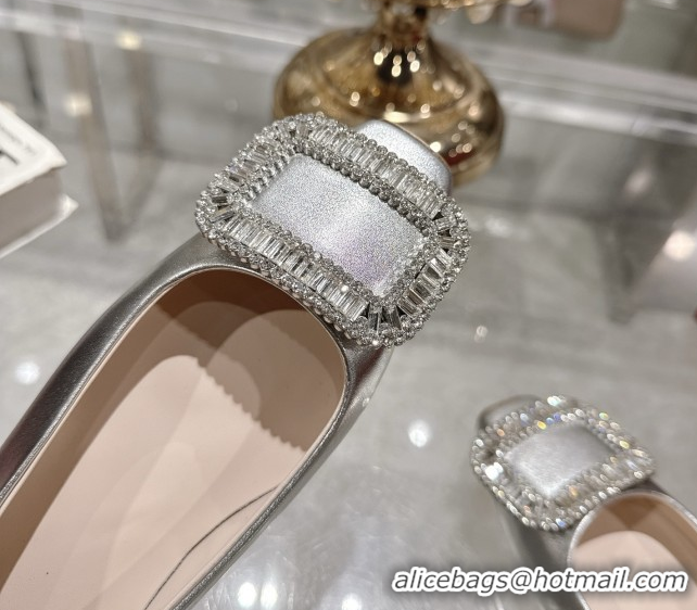Top Grade Roger Vivier Belle Vivier Ballerinas with Crystal Buckle Silver 5073106
