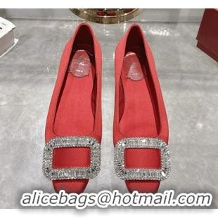Good Looking Roger Vivier Belle Vivier Ballerinas in Satin with Crystal Buckle Red 5073108
