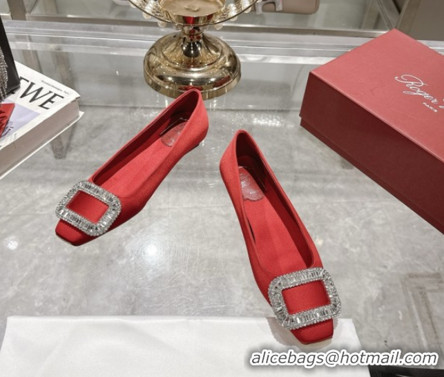 Good Looking Roger Vivier Belle Vivier Ballerinas in Satin with Crystal Buckle Red 5073108