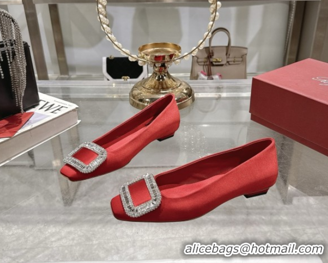 Good Looking Roger Vivier Belle Vivier Ballerinas in Satin with Crystal Buckle Red 5073108