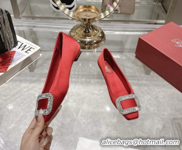 Good Looking Roger Vivier Belle Vivier Ballerinas in Satin with Crystal Buckle Red 5073108