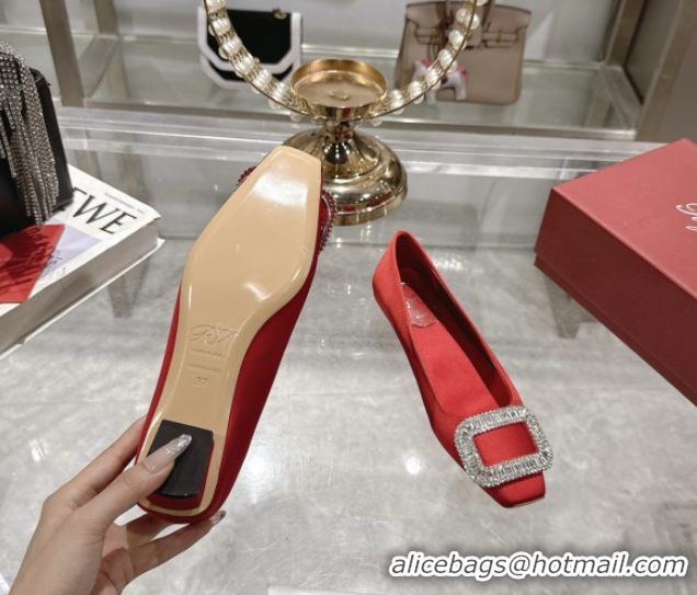 Good Looking Roger Vivier Belle Vivier Ballerinas in Satin with Crystal Buckle Red 5073108